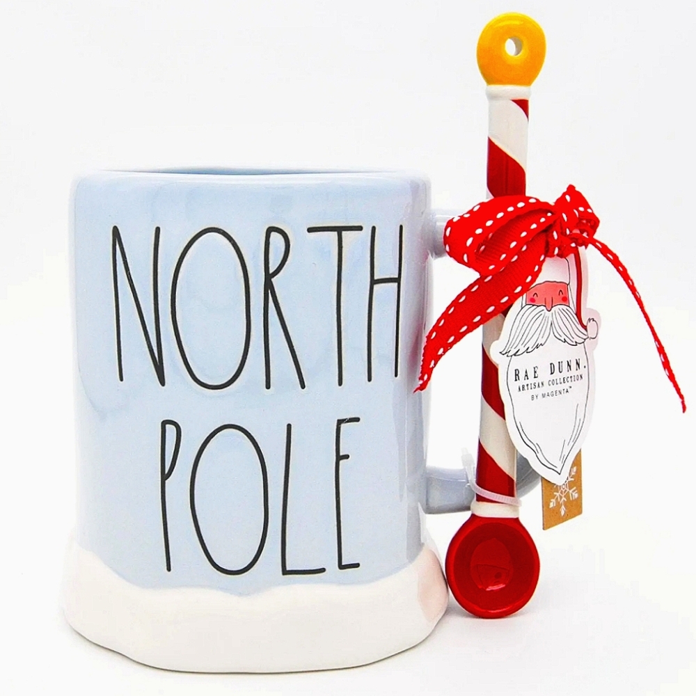 Rea Dunn North Pole Artisan Collectable Mug with Candy Cane Pole Stirrer